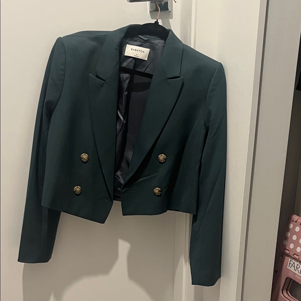 Babaton Forest Green Crop Blazer Oversized Small